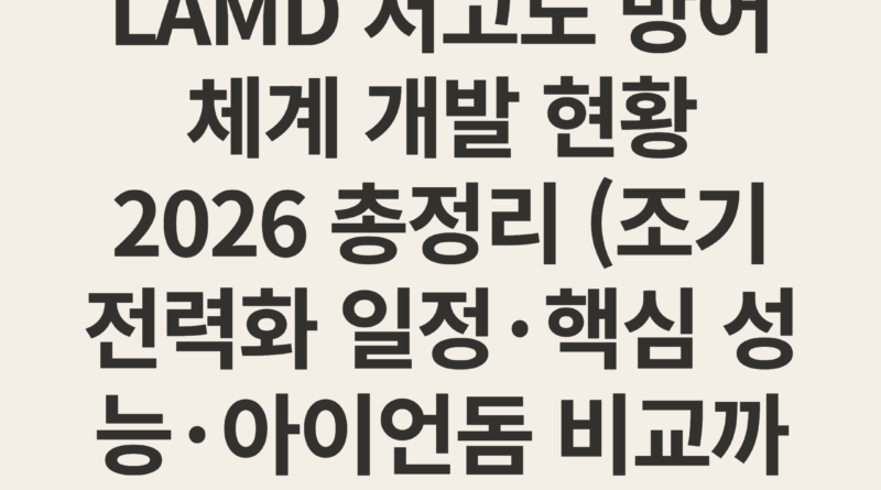 한국형 아이언돔 LAMD 저고도 방어체계 개발 현황 2026 총정리 (조기 전력화 일정·핵심 성능·아이언돔 비교까지)