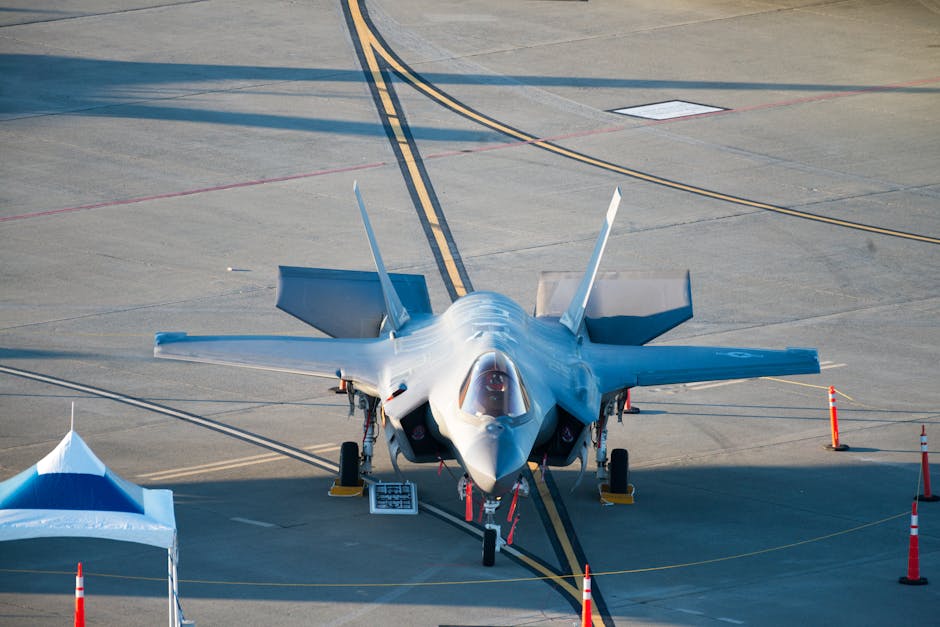 F-35 fighter jet showcased at airshow in Fairfield, California.