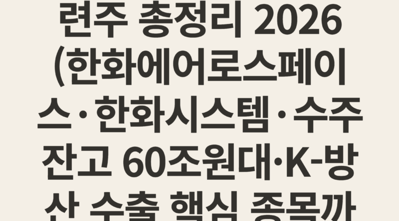 한화그룹 방산 사업 현황 및 방위산업 관련주 총정리 2026 (한화에어로스페이스·한화시스템·수주 잔고 60조원대·K-방산 수출 핵심 종목까지)