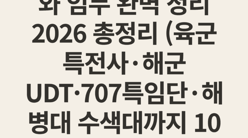 한국 특수부대 종류와 임무 완벽 정리 2026 총정리 (육군 특전사·해군 UDT·707특임단·해병대 수색대까지 10개 부대 비교 분석)